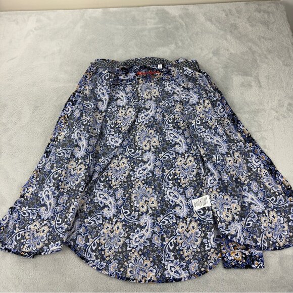 Robert Graham Men's Small Classic Fit Paisley Navy Long Sleeve Shirt - Picture 3 of 15